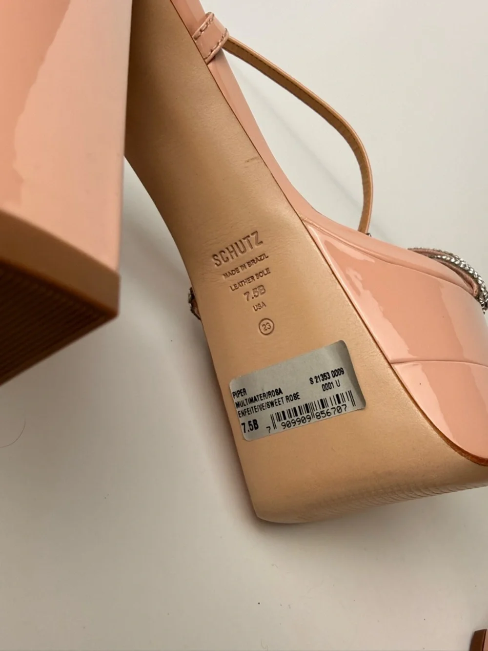 Schutz Piper Platform Heels 7.5B Sweet Rose Pink‎ Rhinestone Strappy Sandals